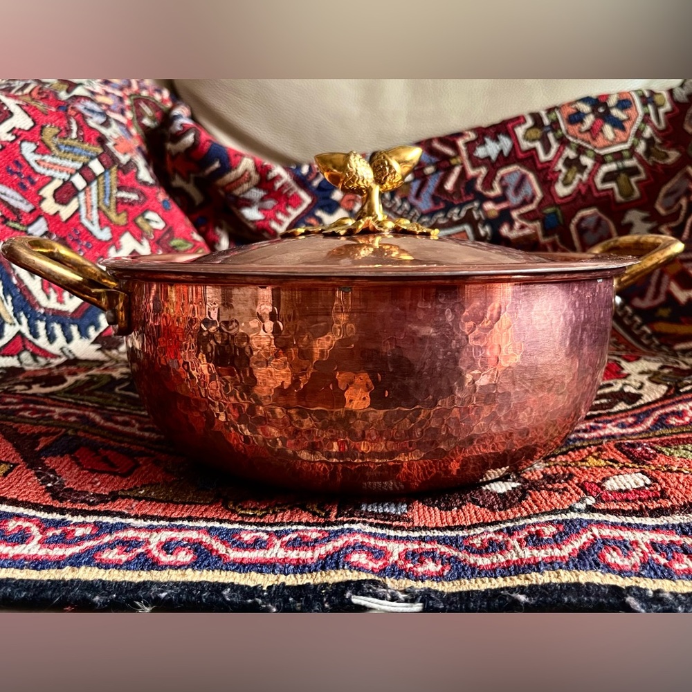 Ruffoni Historia Hammered Copper Chef Braiser Pot with Acorn Knob, 3 1/2 qt.